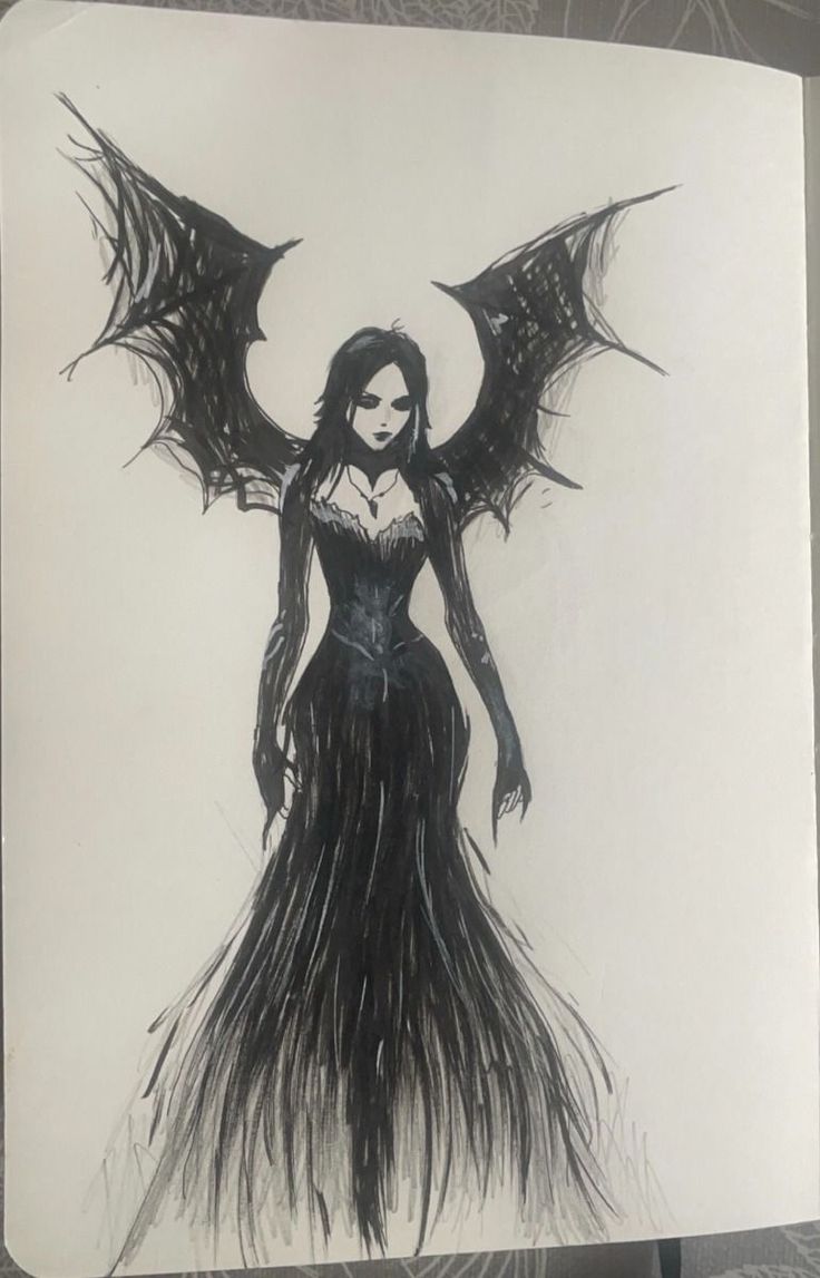 Desenho para Desenhar: Mulher com asas de morcego