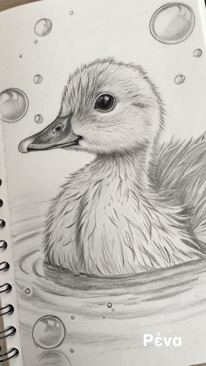 Desenhos para Desenhar de Pato nadando em água com bolhas