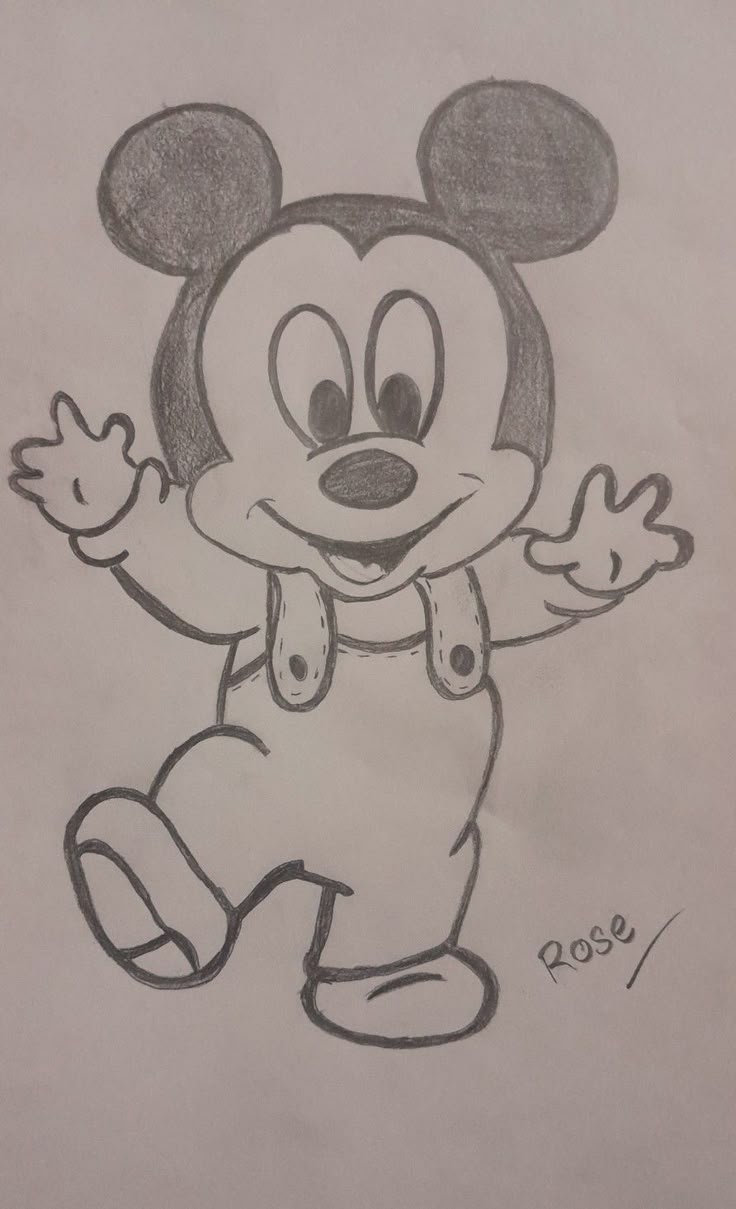 Desenho para Desenhar: Mickey Mouse sorridente e divertido
