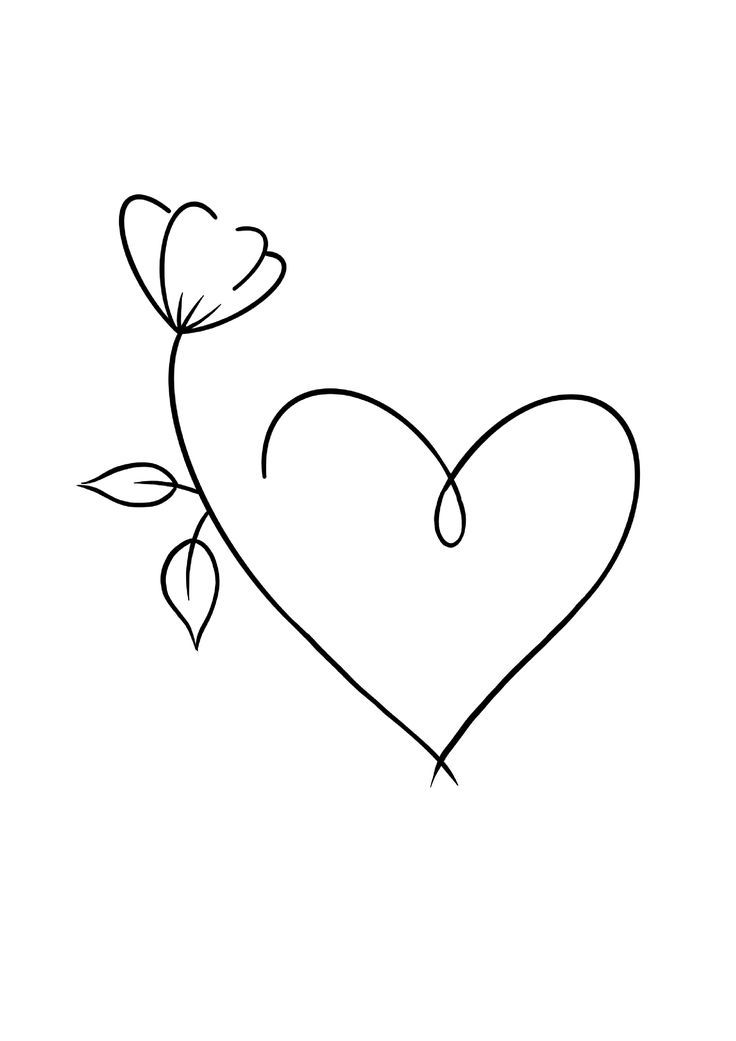 Desenho para Desenhar: Coração decorado com flor e folhas