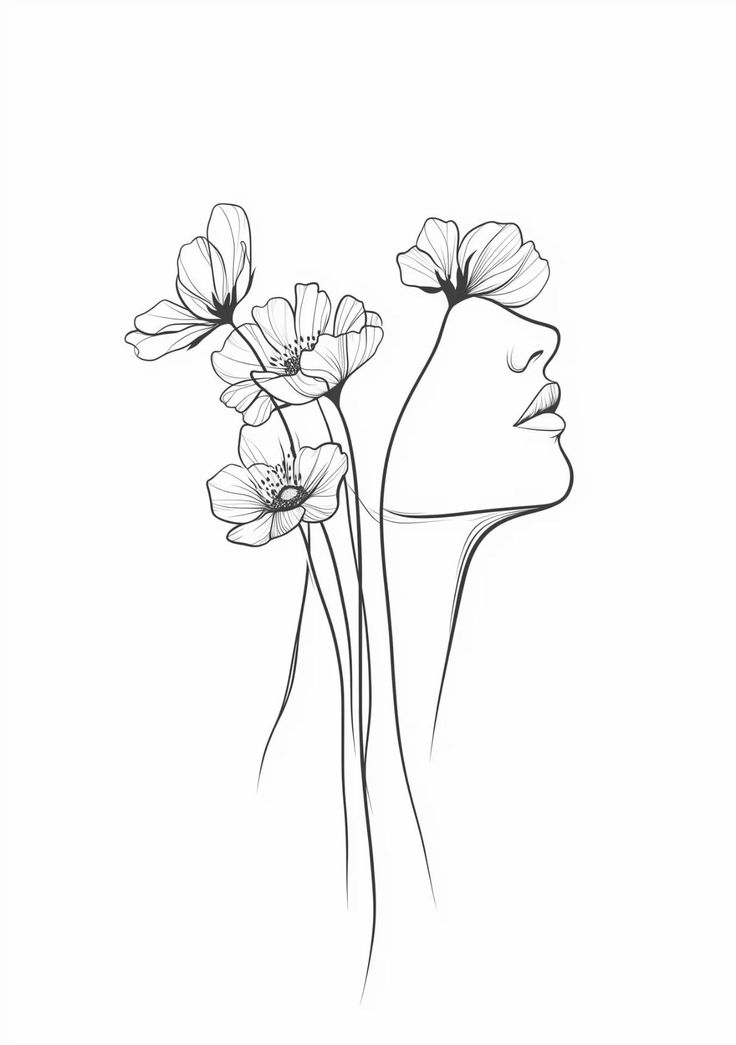 Desenho para Desenhar: Mulher com flores ao redor da cabeça