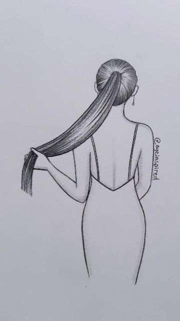 Desenho para Desenhar: Mulher de costas segurando cabelo