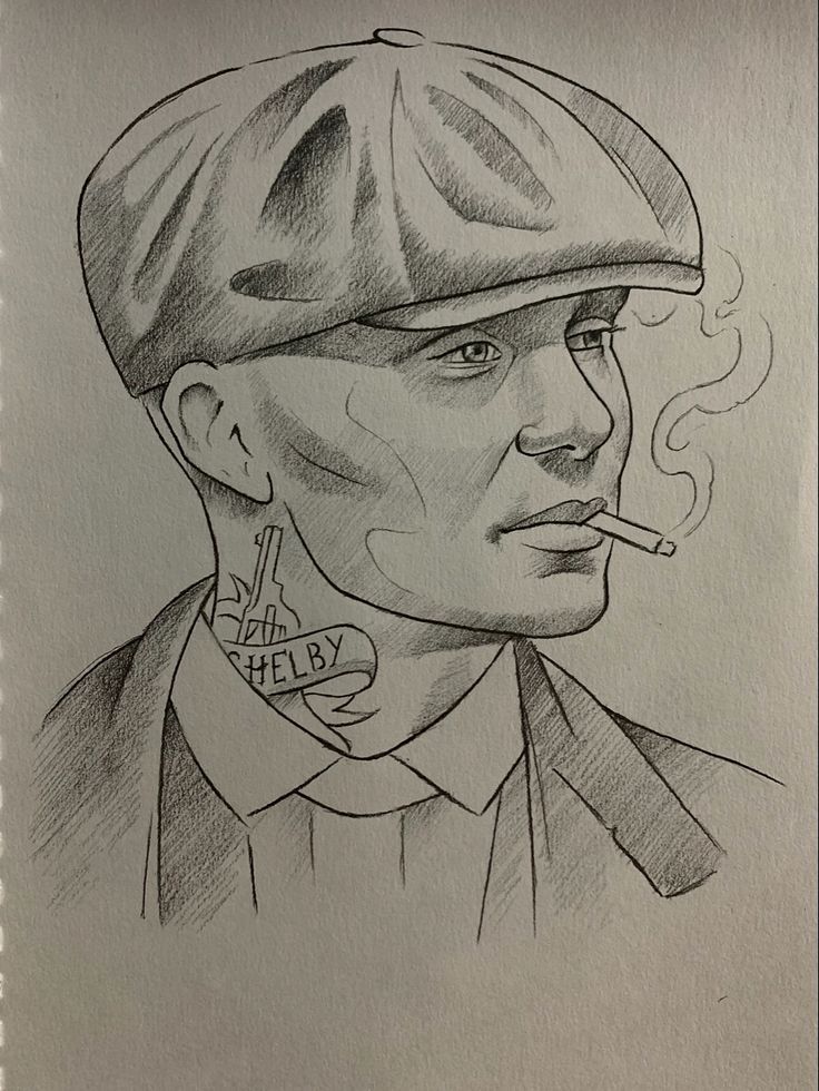 Desenho para Desenhar: Homem com chapéu e cigarro