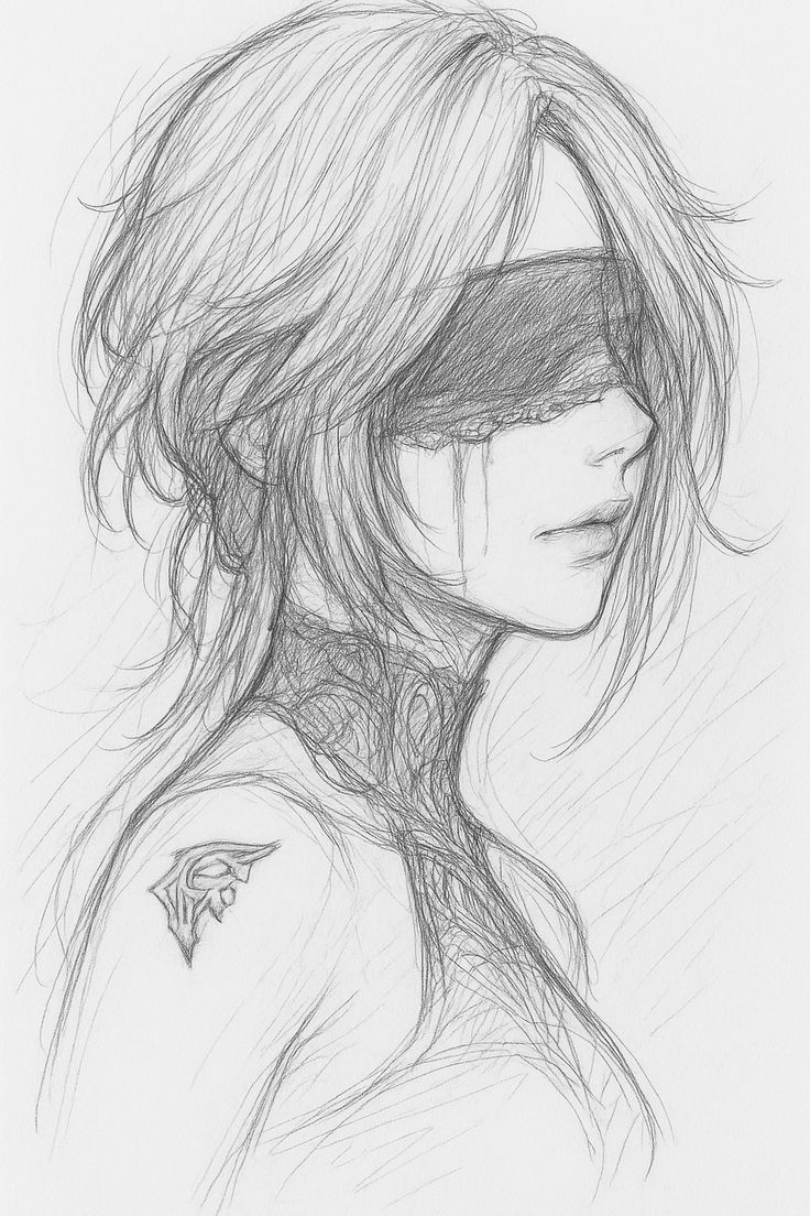 Desenho para Desenhar: Personagem feminina com olhar vendado