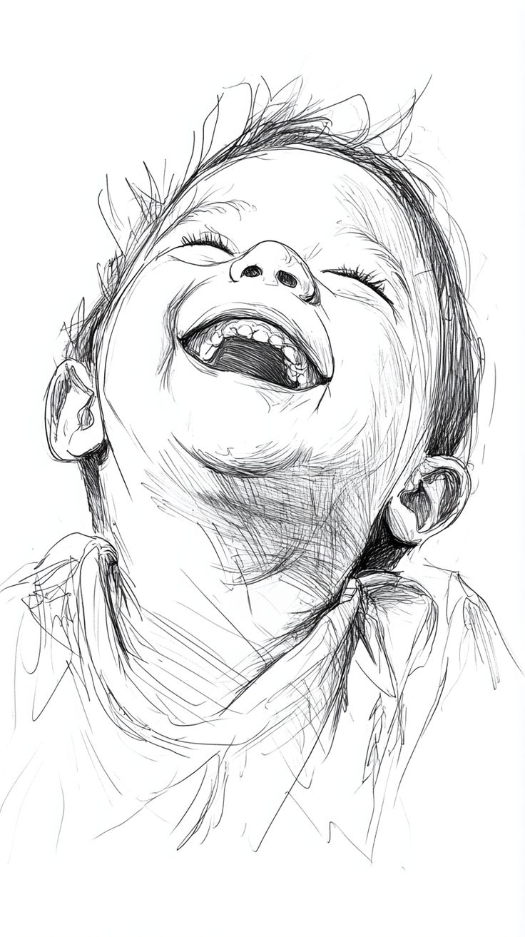 Desenho para Desenhar: Criança sorrindo com alegria