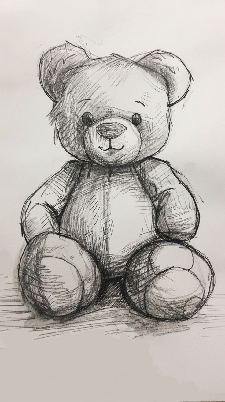 Desenho para Desenhar: Urso de pelúcia fofinho sentado
