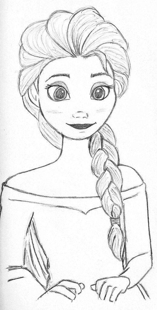 Desenho para Desenhar: Personagem Elsa de Frozen sorrindo