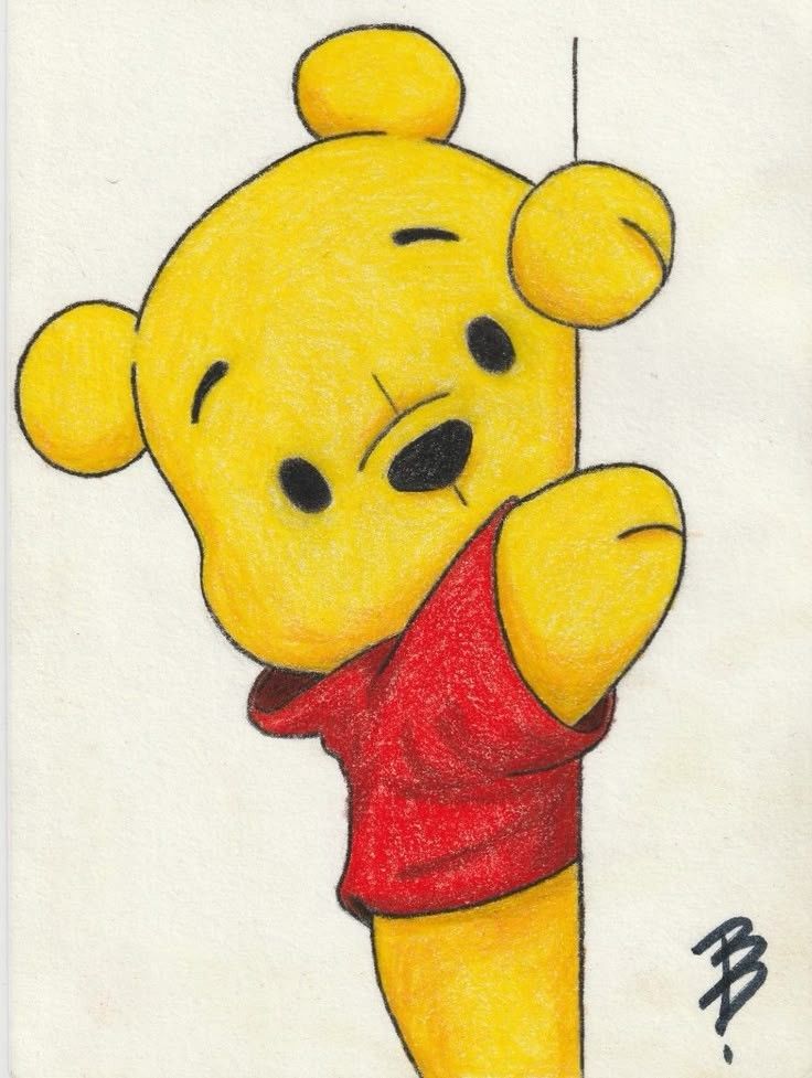 Desenho para Desenhar: Ursinho Pooh sorridente e curioso