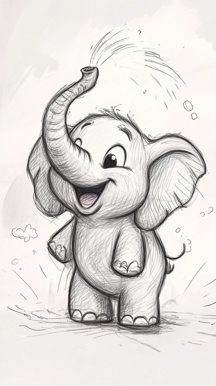 Desenhos para Desenhar de Elefante Sorridente com Patas Curtas