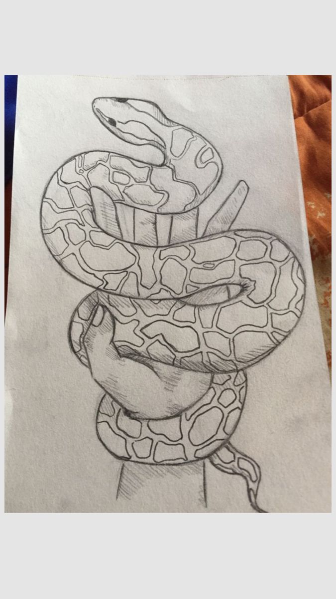 Desenho para Desenhar: Cobra enrolada em mão humana