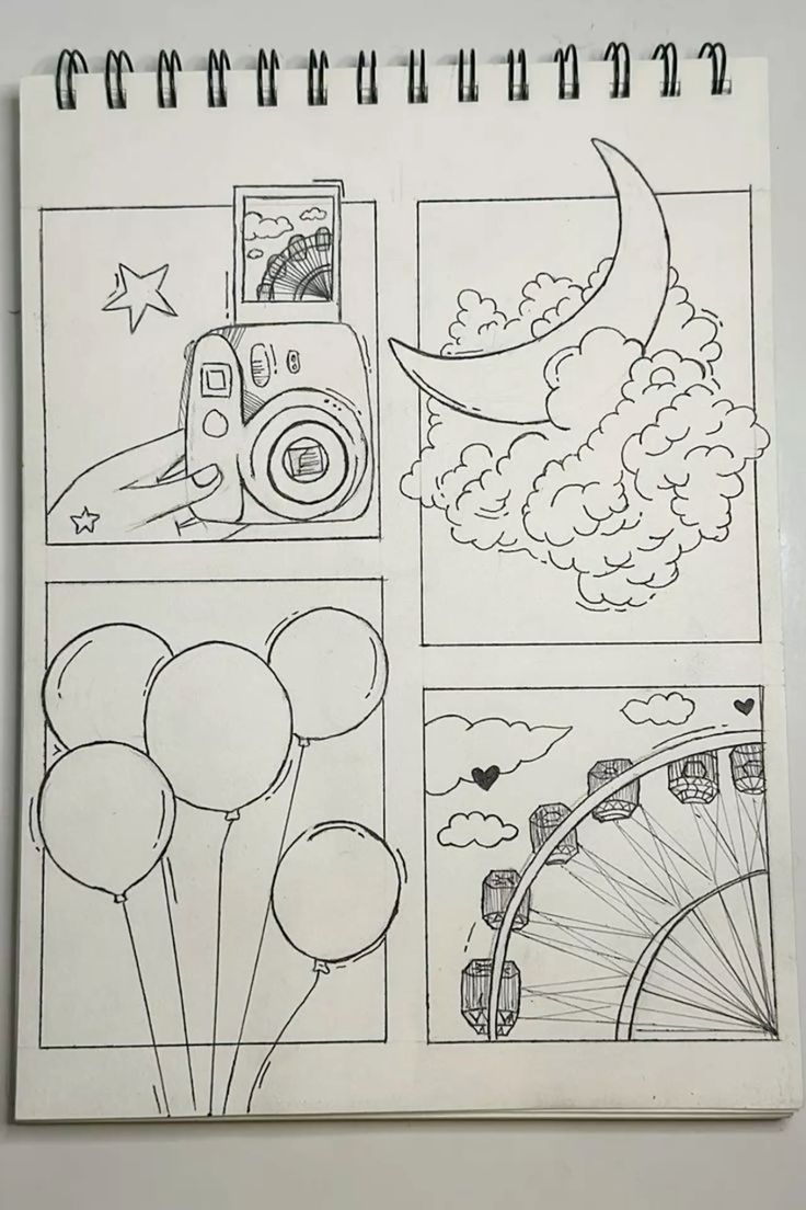 Desenho para Desenhar: Câmera balões lua e rodas gigante