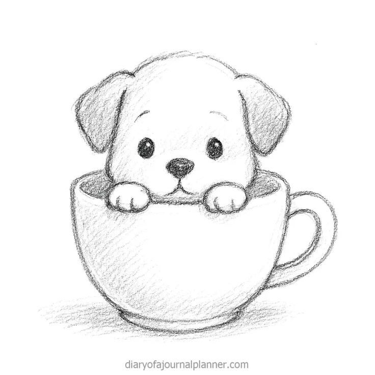 Desenho para Desenhar: Cachorrinho em uma xícara grande