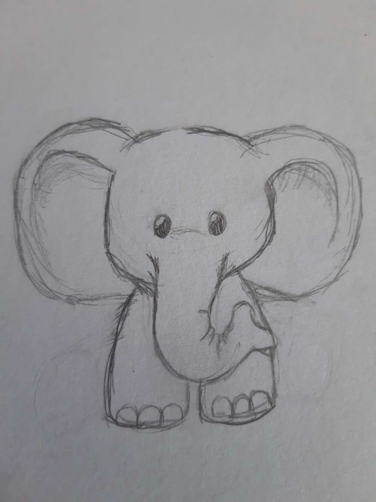 Desenho para Desenhar: Elefante fofo com grande orelhas