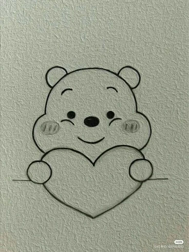 Desenho para Desenhar: Urso segurando um coração feliz