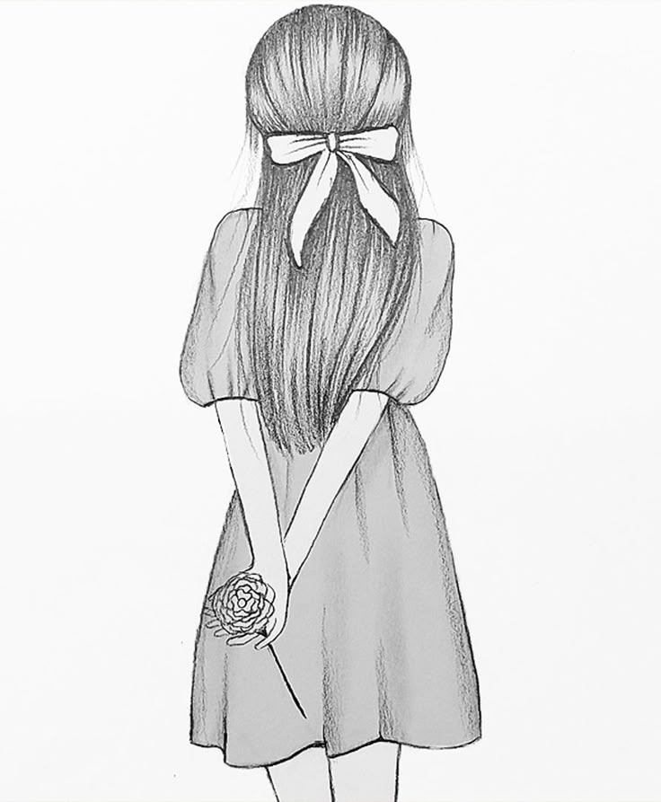 Desenho para Desenhar: Menina de vestido com flor escondida