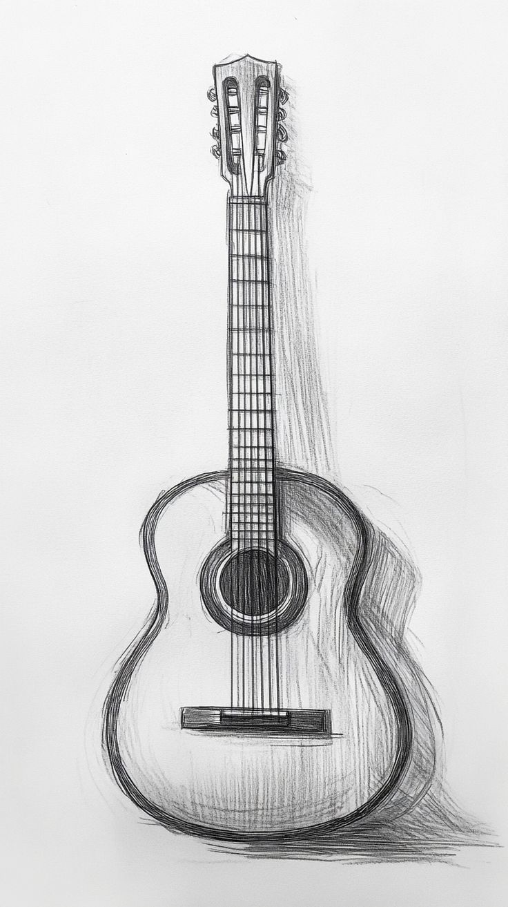 Desenho para Desenhar: Violão em estilo simples e elegante