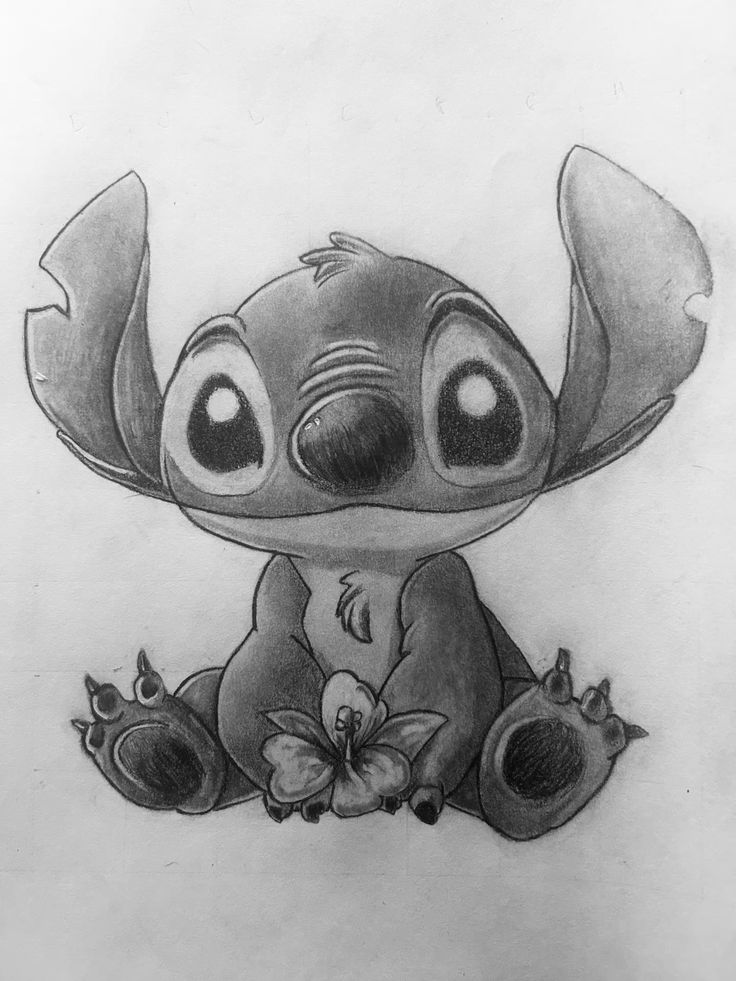 Desenho para Desenhar: Stitch segurando uma flor