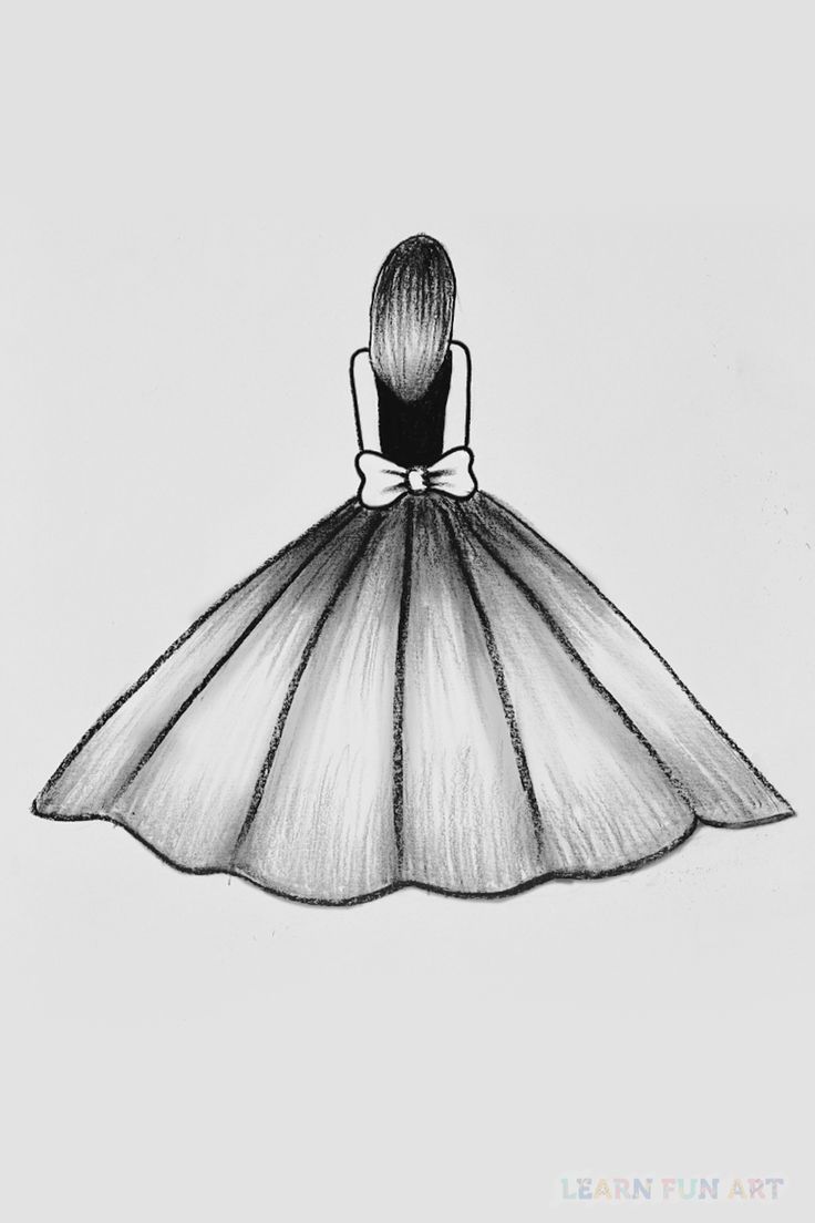 Desenho para Desenhar: Menina com vestido de festa longo