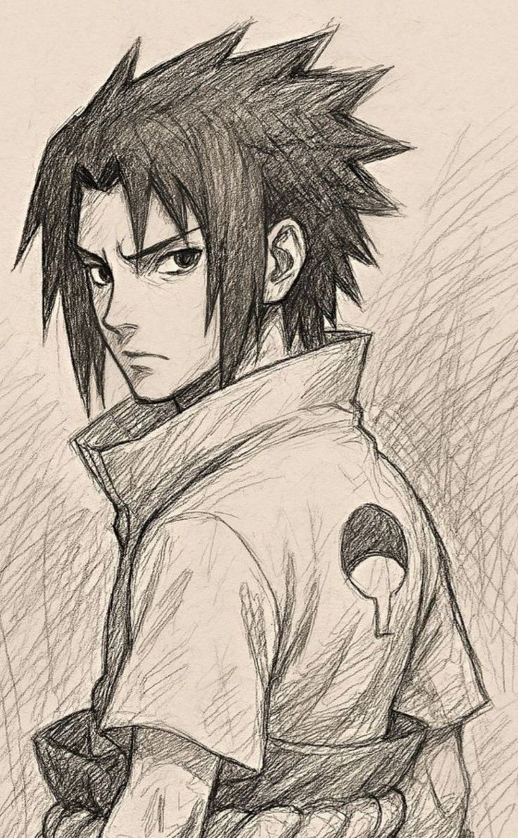 Desenho para Desenhar: Personagem Sasuke Uchiha em traço