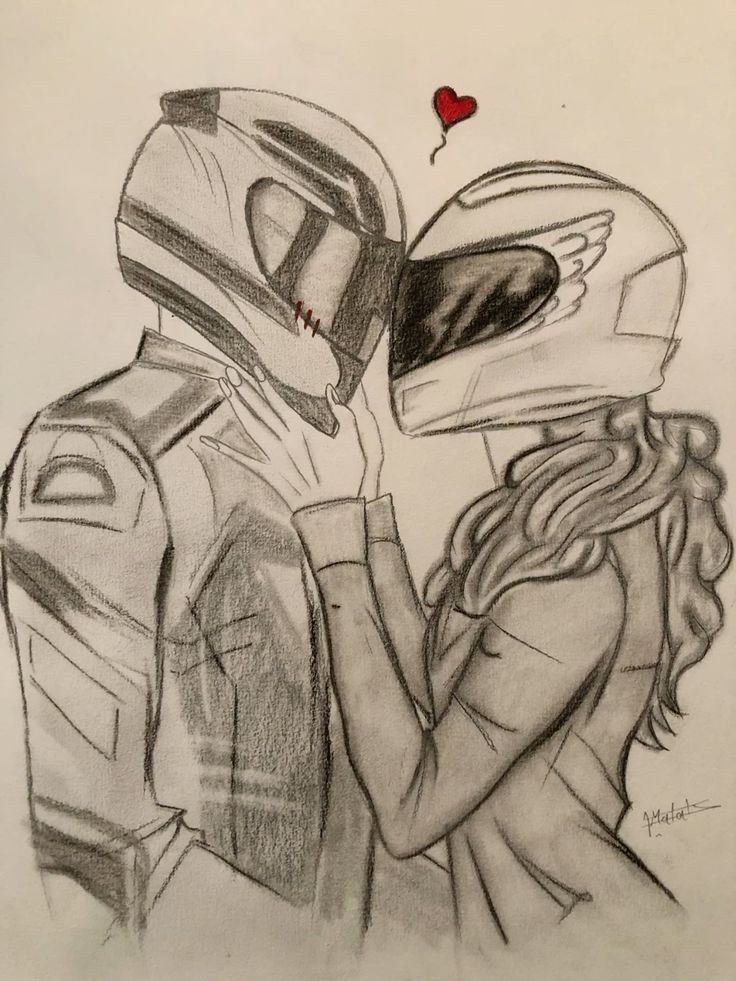 Desenho para Desenhar: Casal de motociclistas se abraçando