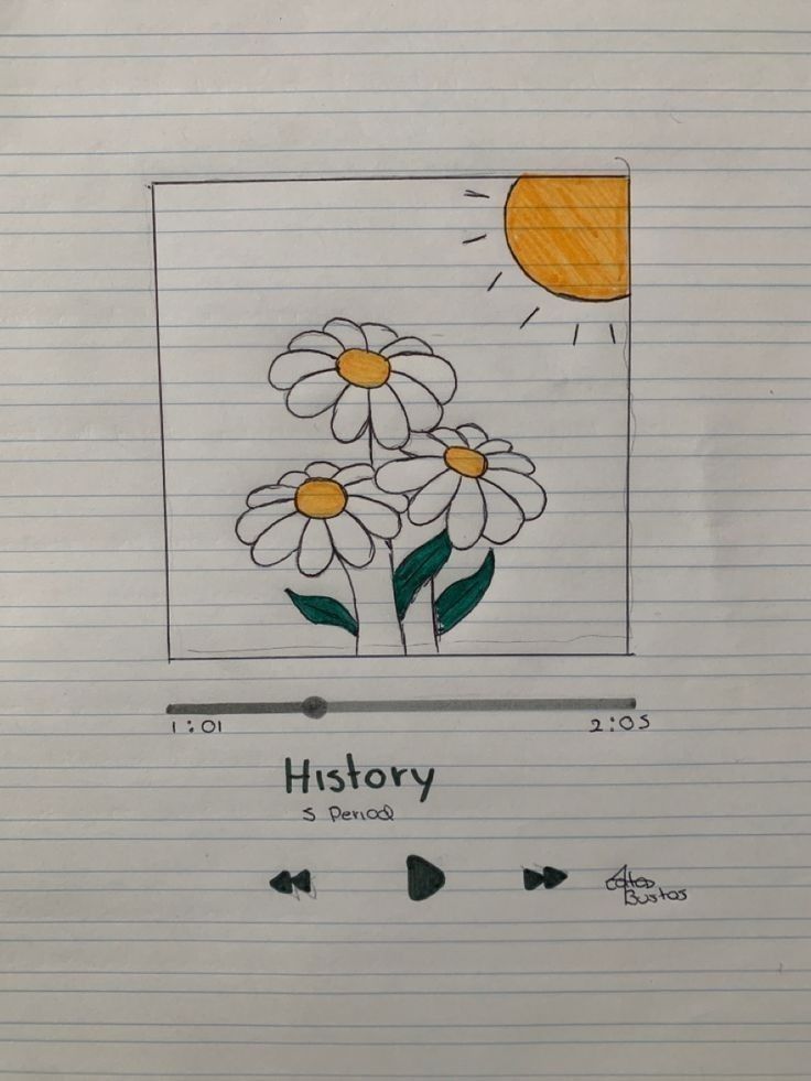 Desenho para Desenhar no Caderno de flores e sol amarelo
