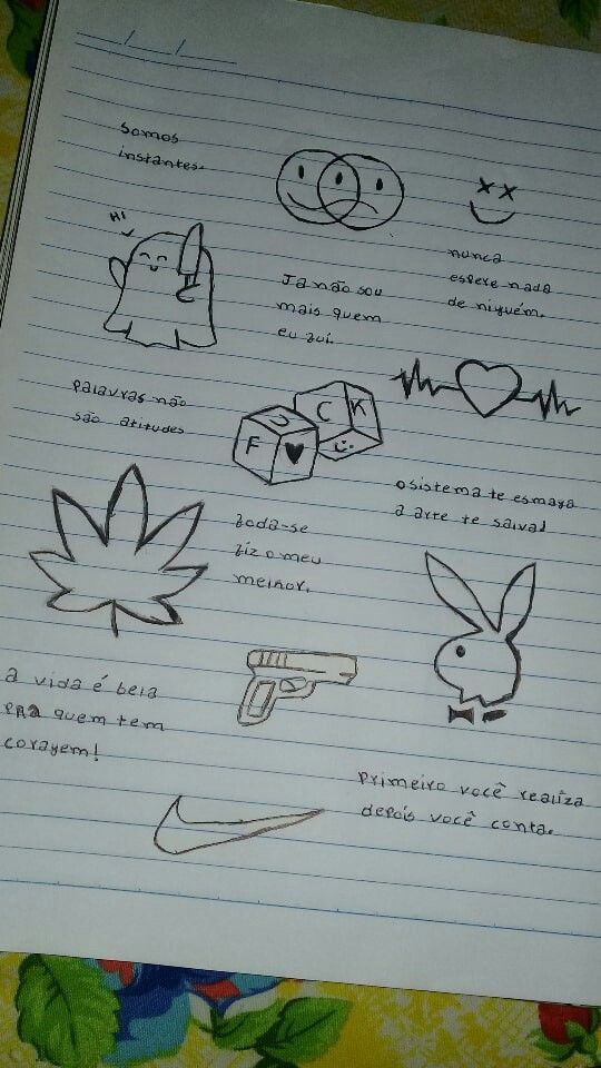 Desenho para Desenhar no Caderno de variados símbolos e ícones
