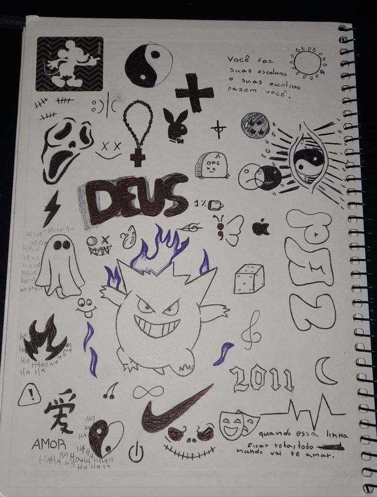 Desenho para Desenhar no Caderno de vários símbolos e figuras