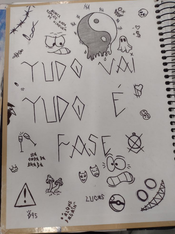 Desenho para Desenhar no Caderno de artes criativas e frases