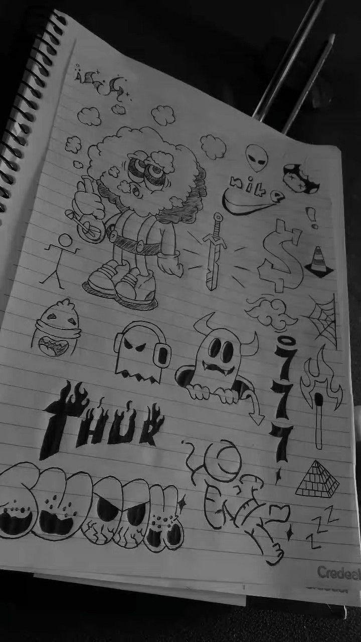 Desenho para Desenhar no Caderno de personagens variados divertidos