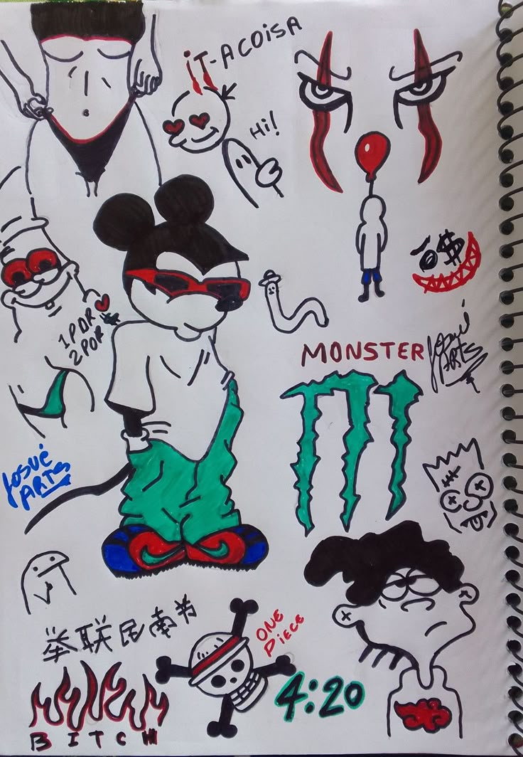 Desenho para Desenhar no Caderno de personagens variados coloridos