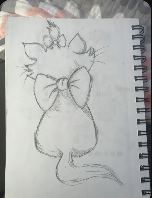 Desenho para Desenhar no Caderno de gato com laço na cabeça