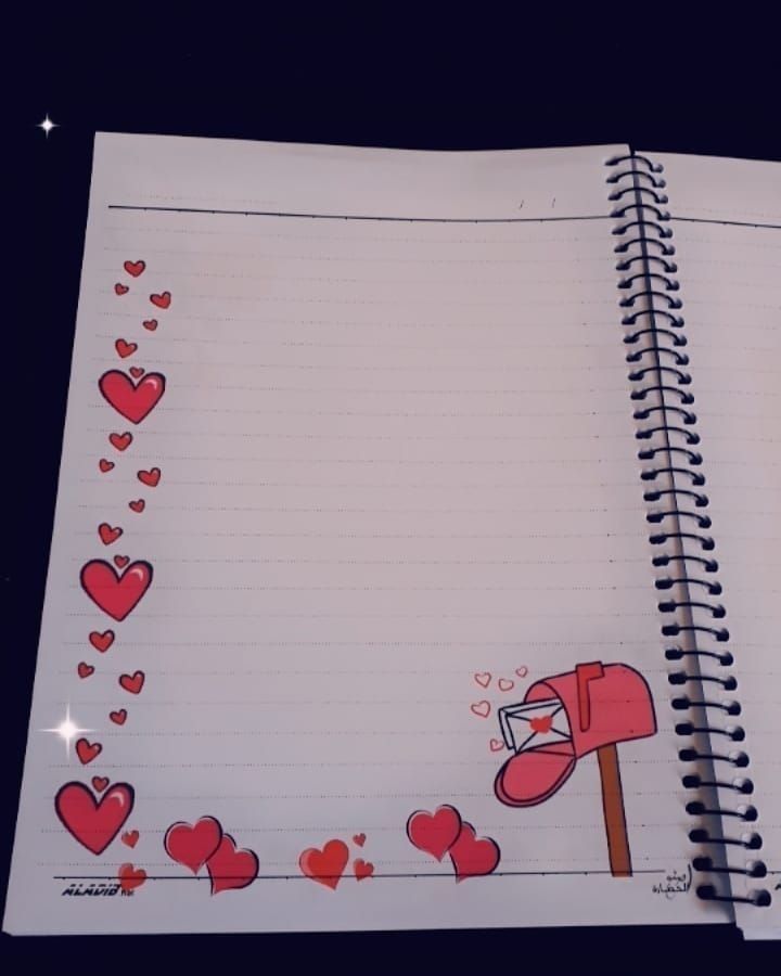 Desenho para Desenhar no Caderno de corações com caixa de cartas
