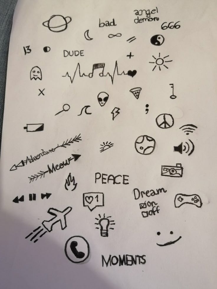 Desenho para Desenhar no Caderno de símbolos diversos criativos