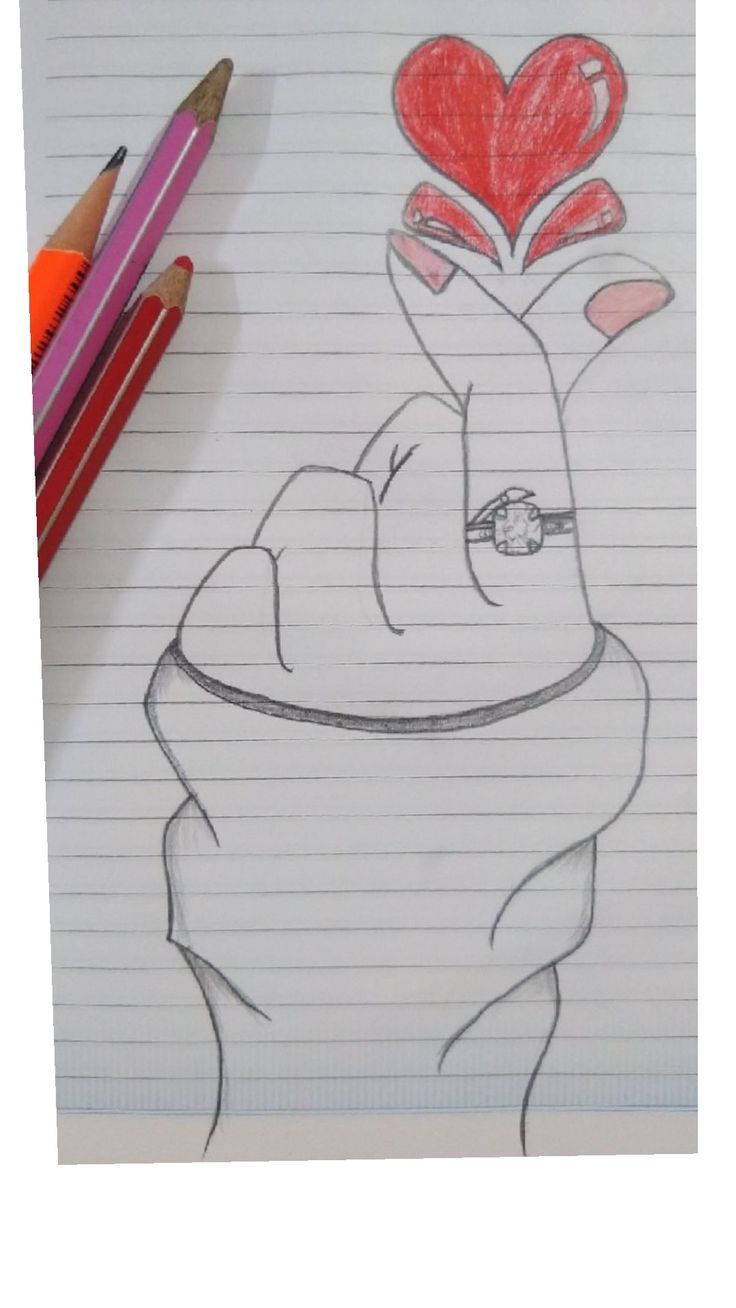 Desenho para Desenhar no Caderno de mão segurando corações