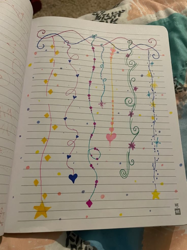 Desenho para Desenhar no Caderno de enfeites coloridos e estrelas