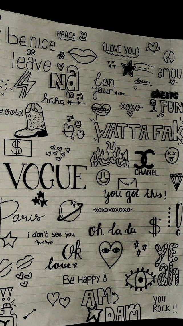 Desenho para Desenhar no Caderno de frases e símbolos criativos