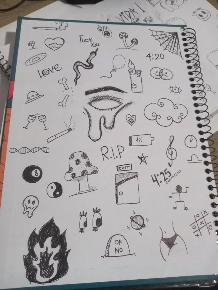 Desenho para Desenhar no Caderno de vários símbolos e formas