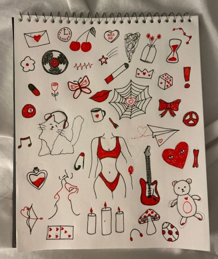 Desenho para Desenhar no Caderno de vários ícones e elementos