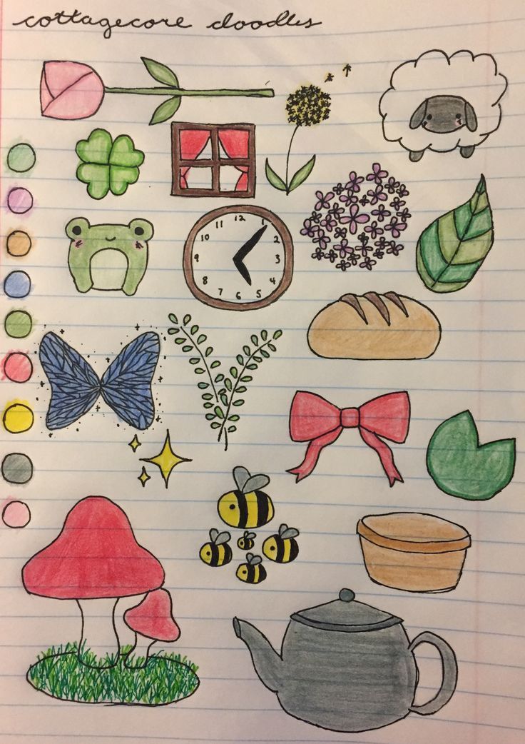 Desenho para Desenhar no Caderno de doodles estilo cottagecore