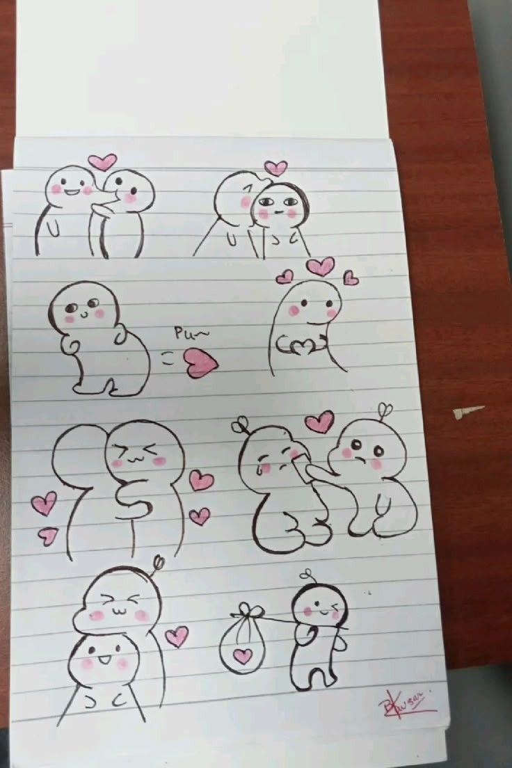Desenho para Desenhar no Caderno de personagens fofos e amorosos