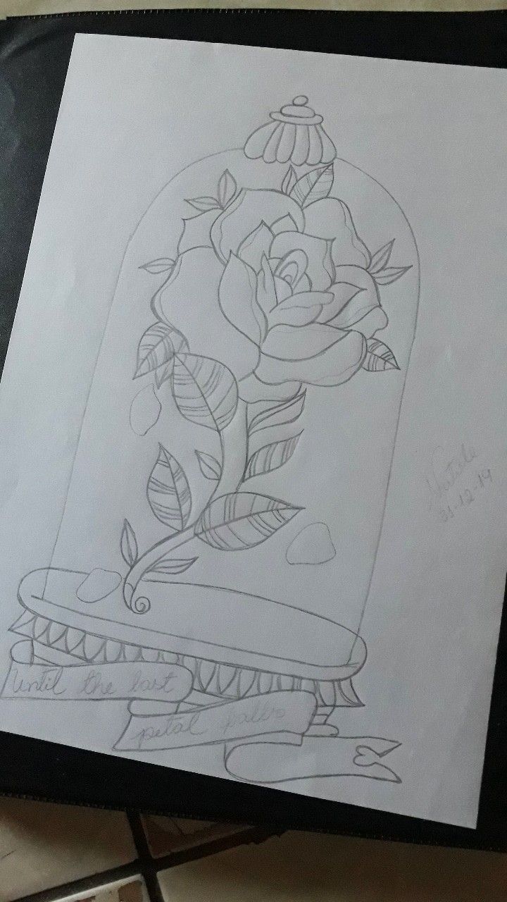 Desenho para Desenhar no Caderno de rosa embaixo de um vidro