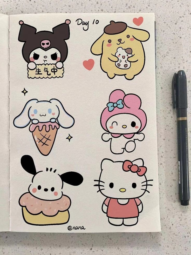 Desenho para Desenhar no Caderno de personagens fofos e coloridos