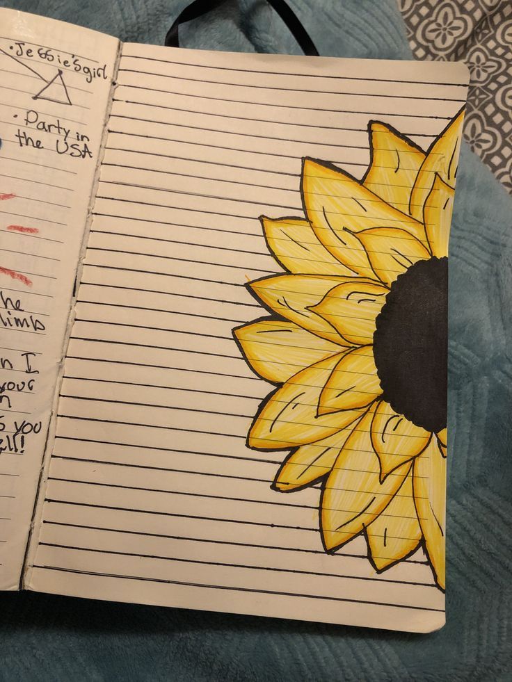 Desenho para Desenhar no Caderno de flor de girassol amarela
