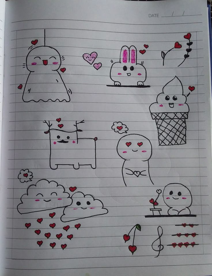 Desenho para Desenhar no Caderno de personagens fofos variados
