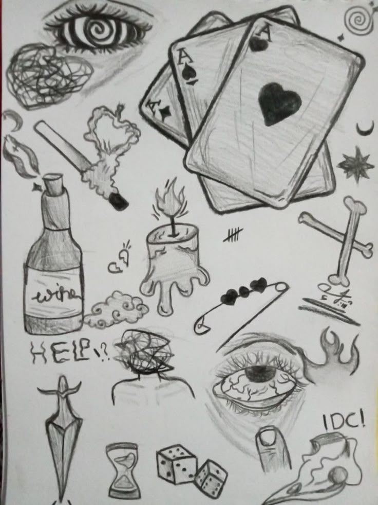 Desenho para Desenhar no Caderno de cartas e objetos variados