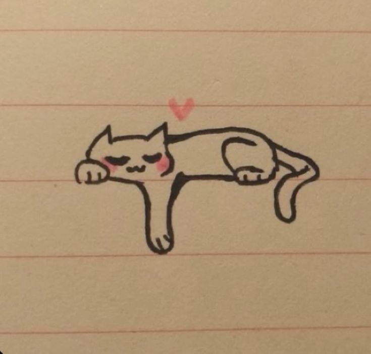 Desenho para Desenhar no Caderno de um gato deitado fofo
