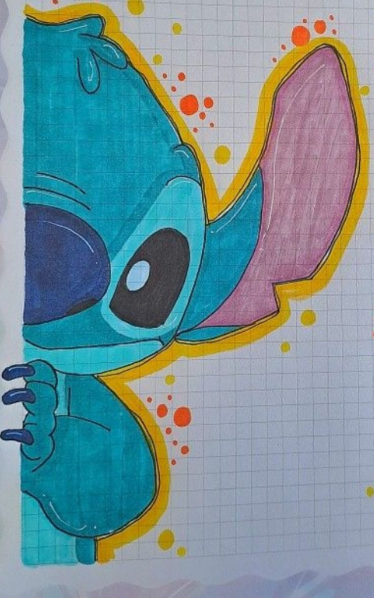 Desenho para Desenhar no Caderno do personagem Stitch colorido