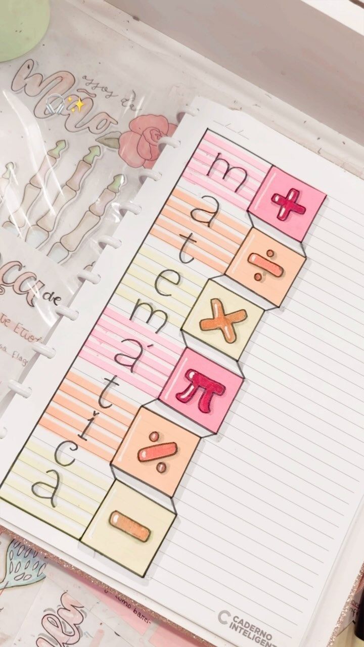 Desenho para Desenhar no Caderno de símbolos matemáticos coloridos