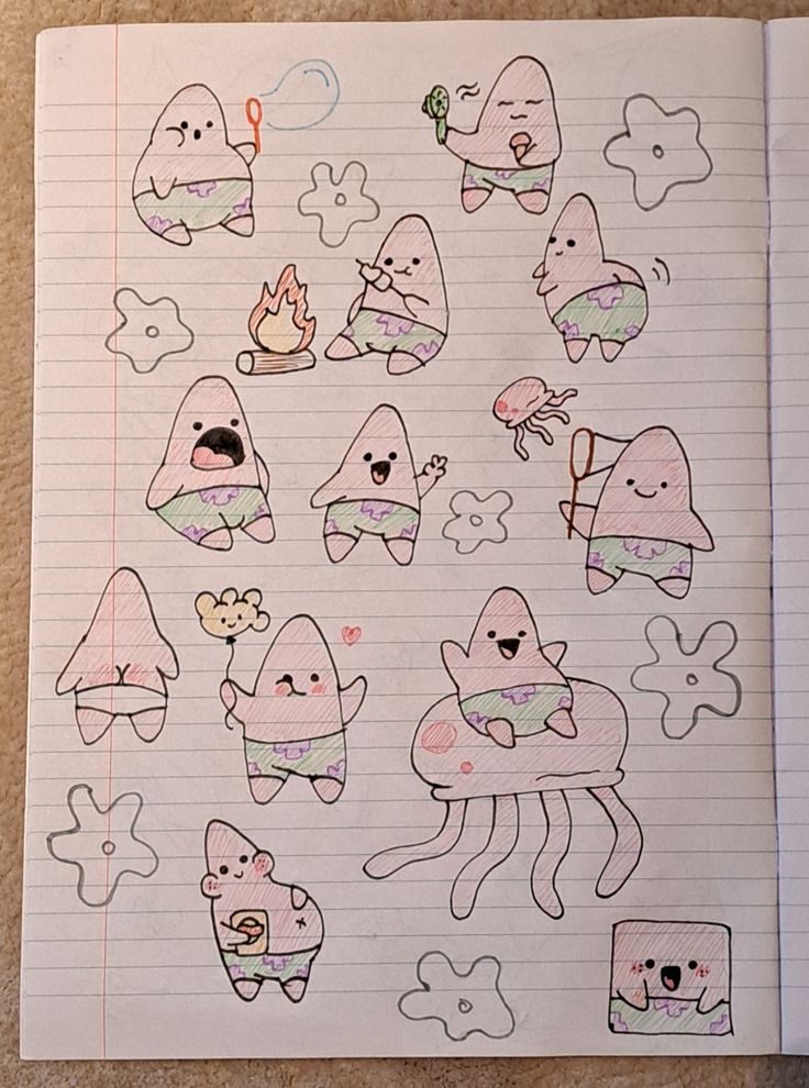 Desenho para Desenhar no Caderno de personagens engraçados marinhos