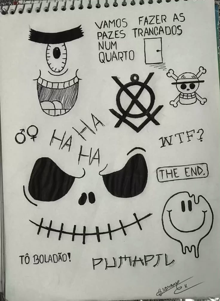 Desenho para Desenhar no Caderno de rostos e símbolos engraçados